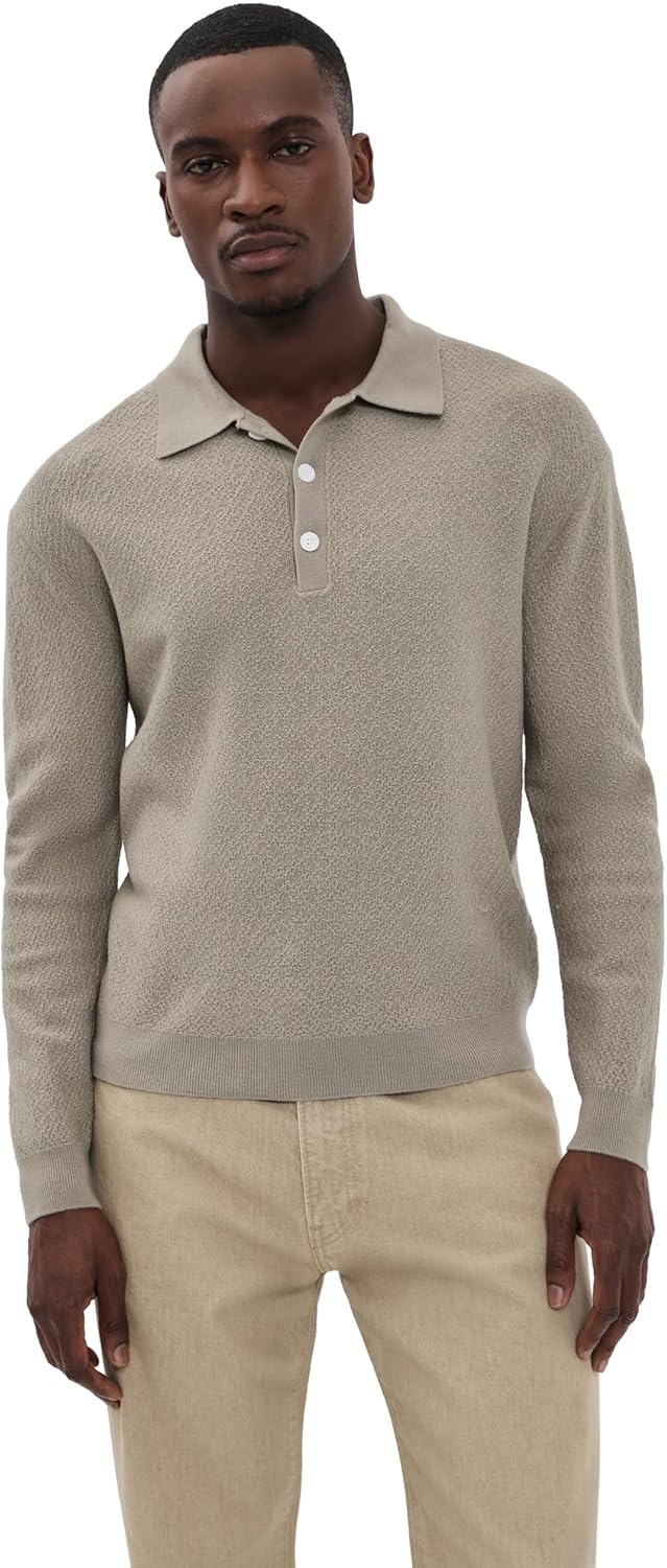 FRAME Men's Long Sleeve Polo Sweater