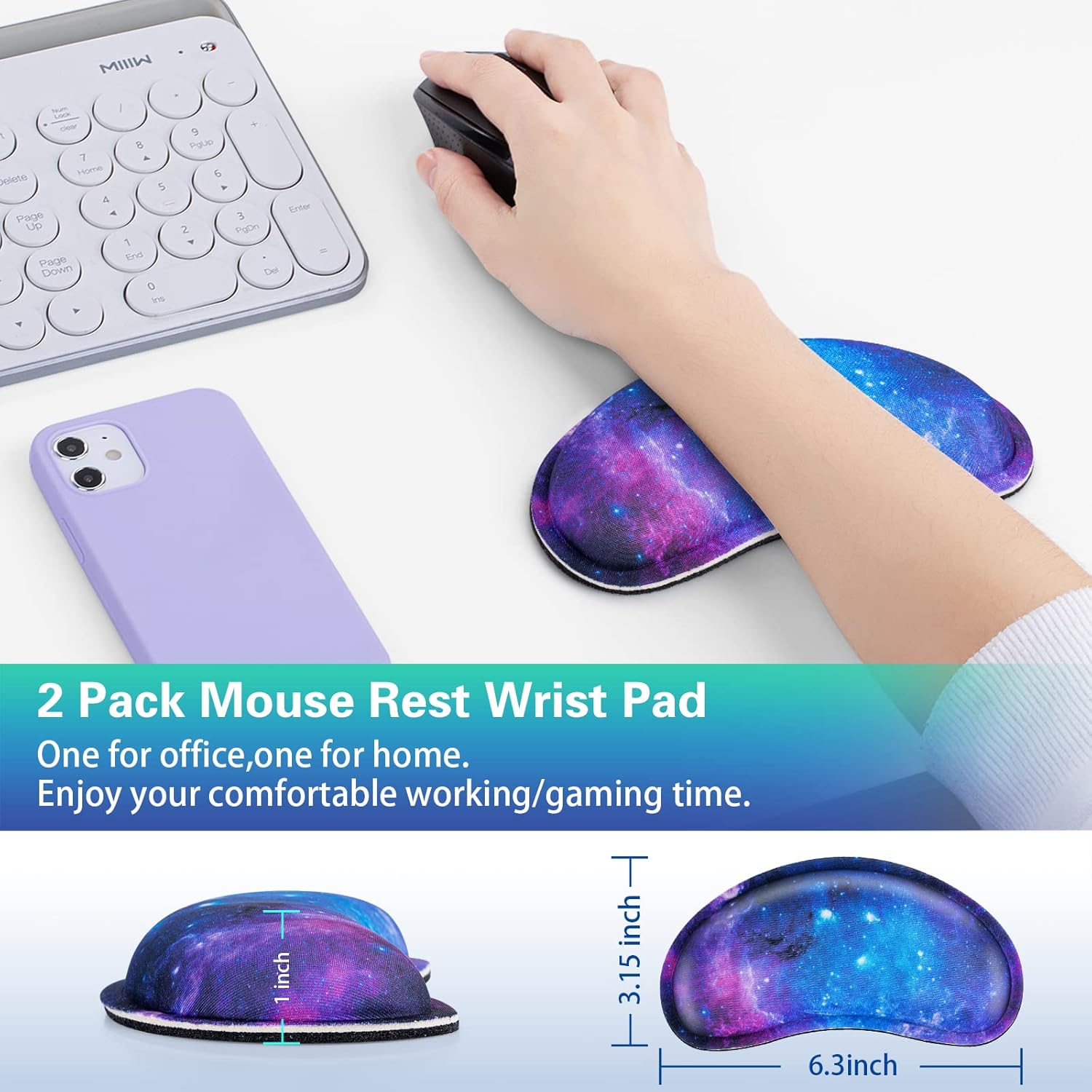 Canjoy Gaming Mouse Pad with 2 Pack Mouse Wrist Rest, Easy Typing Pain Relief for Computer, Laptop
