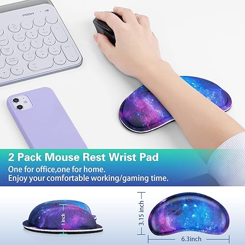 Miniatura 7 de Canjoy - Reposamuñecas para mouse, paquete de 2 almohadillas de espuma viscoelástica de tela suave con base de goma antideslizante, ergonómico para