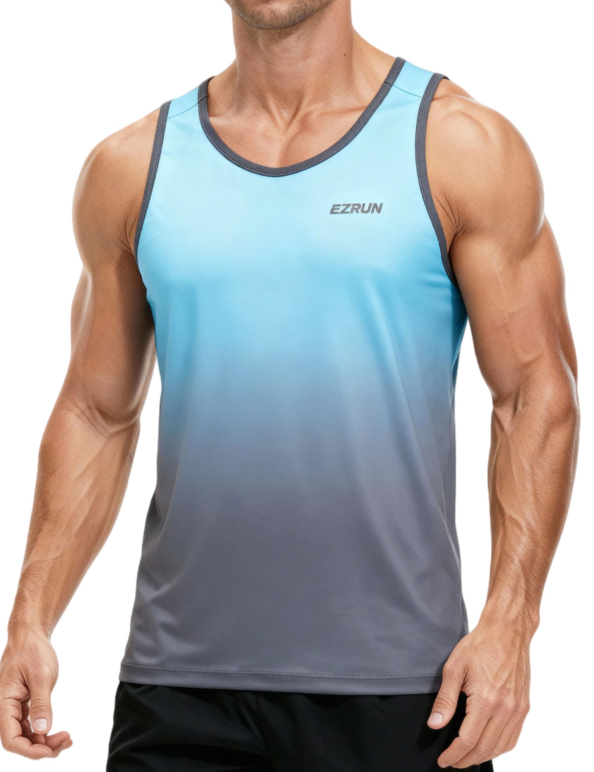 EZRUN Men's Quick Dry Tank Top UPF 50+ Summer Beach Swim Shirts for Gym Workout Athletic Muscle Sleeveless Shirts yellow small 