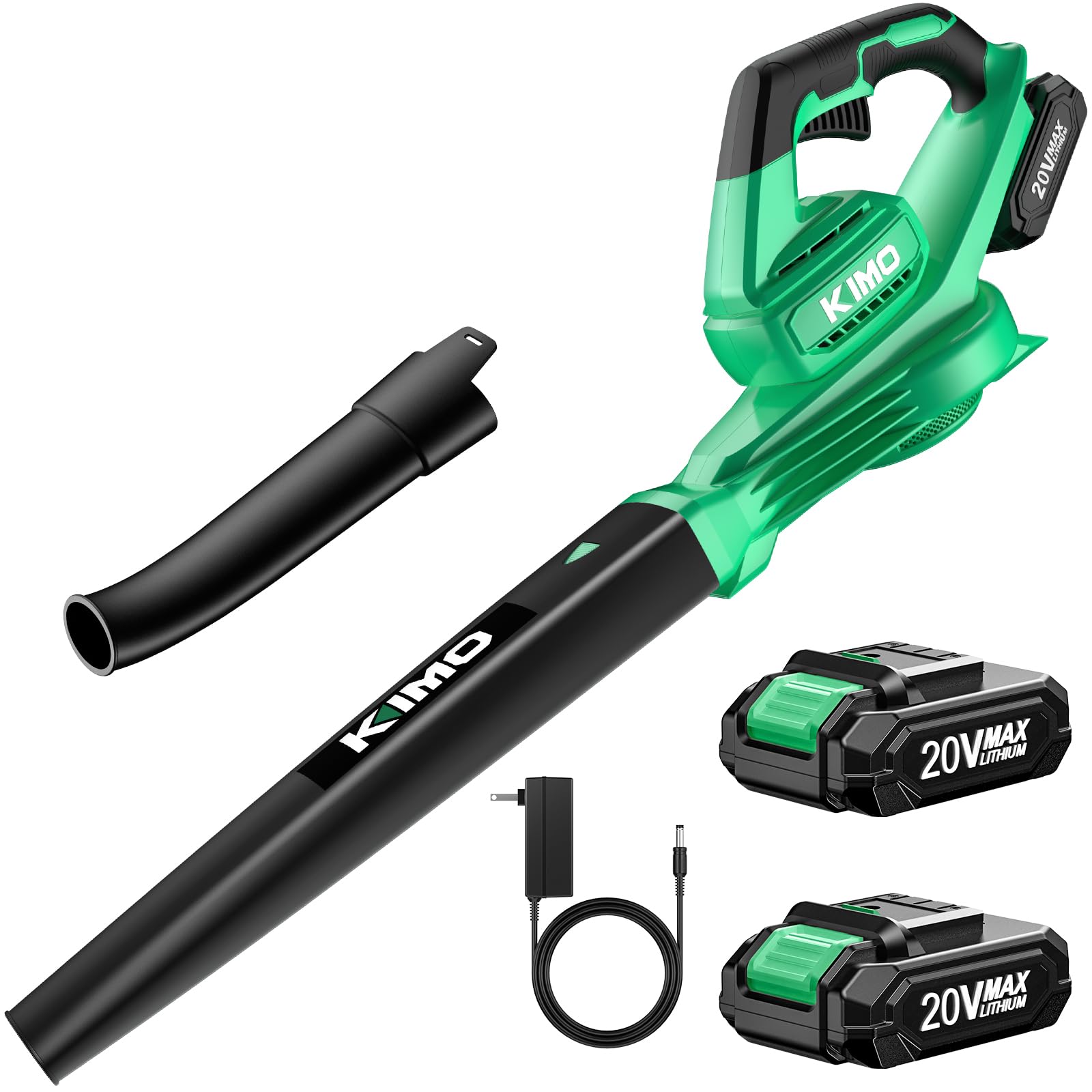 K I M O. Electric Leaf Blower with 2 X 2.0 Battery & Charger 200 CFM 170 MPH Lightweight Handheld Cordless Leaf Blower, Small Leaf Blowers for Lawn Care, Yard | Patio| House |Jobsite