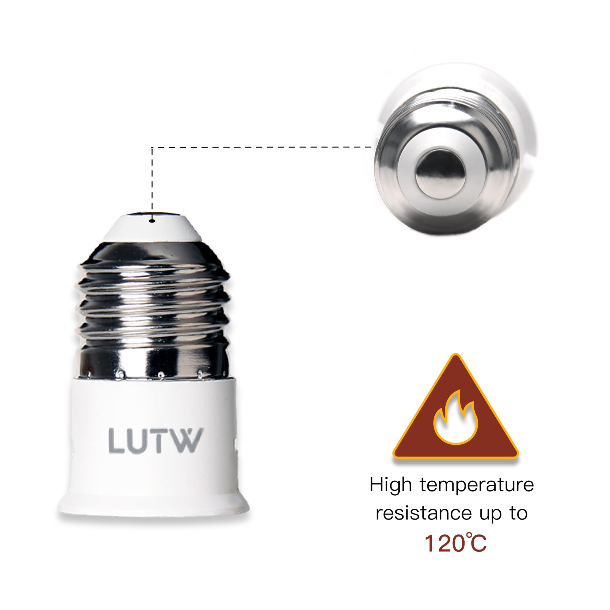 LUTW E27 to B22 Lamp Socket Adapter, Screw to Bayonet Base Converter, Max 60W, 0-250V, LED, Incandescent & CFL Bulb Adaptor, 2 Pack - Image 4