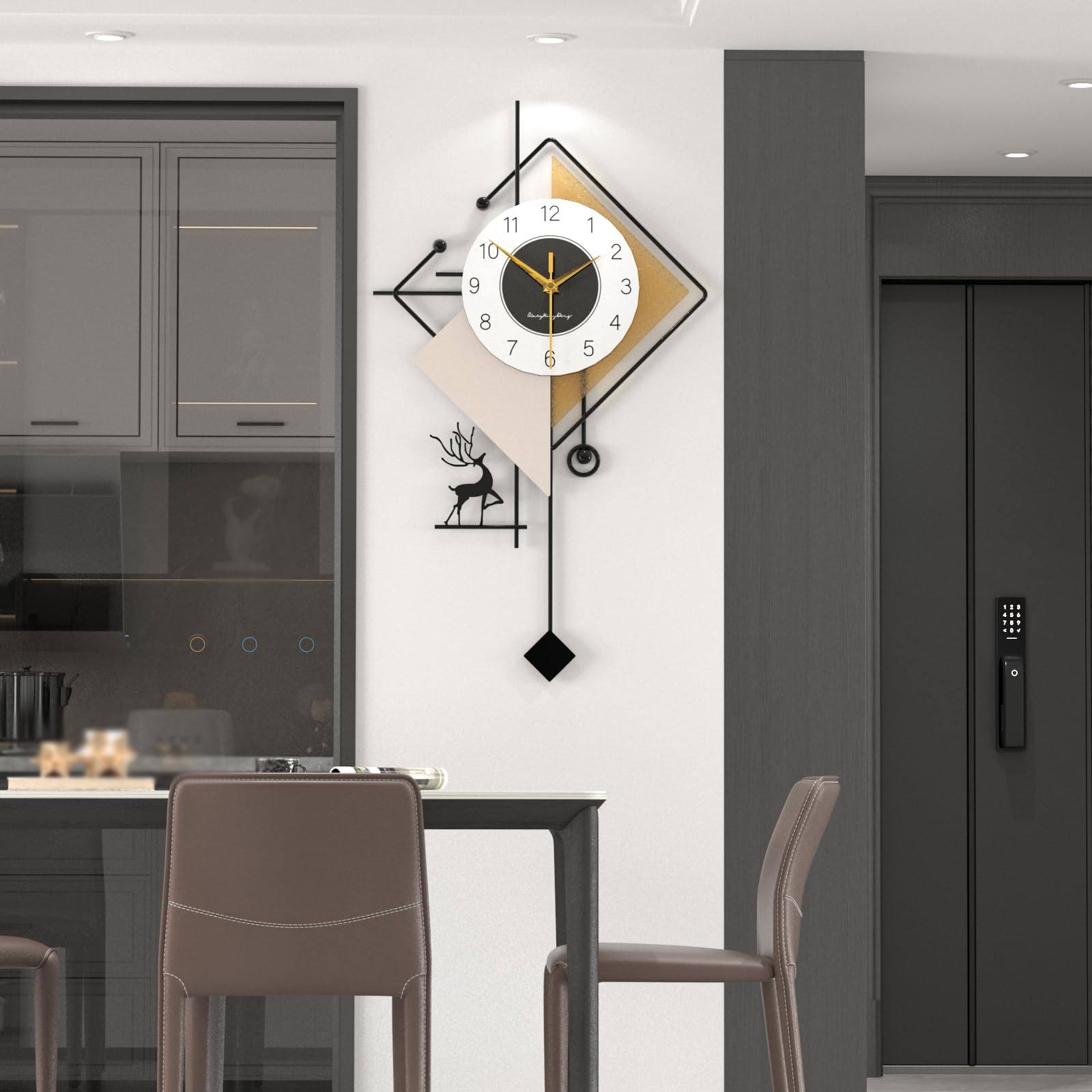Modern Kreativ Wanduhr Exquisit Luxuriös Inspiriert Dekorative Wanduhren Leise ohne Tickgeräusche Batteriebetrieben Quarzuhr für Wohnzimmer Schlafzimmer Büro Küche, 40 * 70 cm