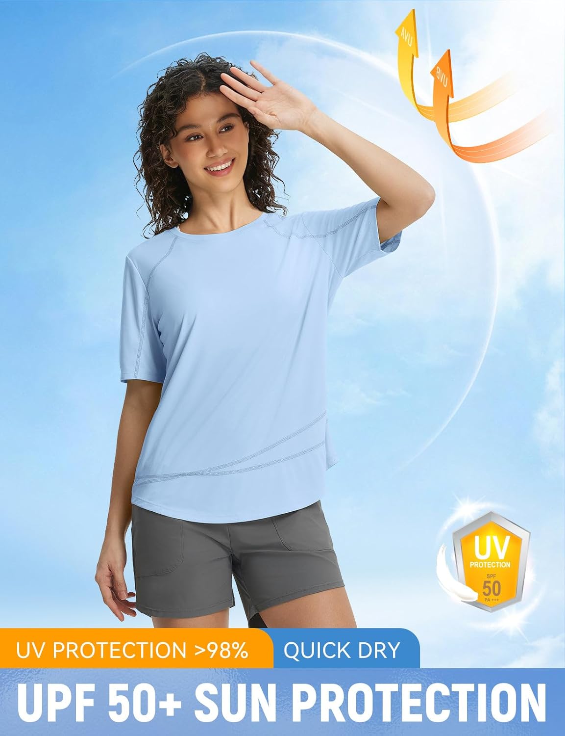 baleaf Women's Short Sleeve Sun Protection Shirts Moisture Wicking Quick Dry Workout Top for Hiking Running UPF 50+ - Image 4