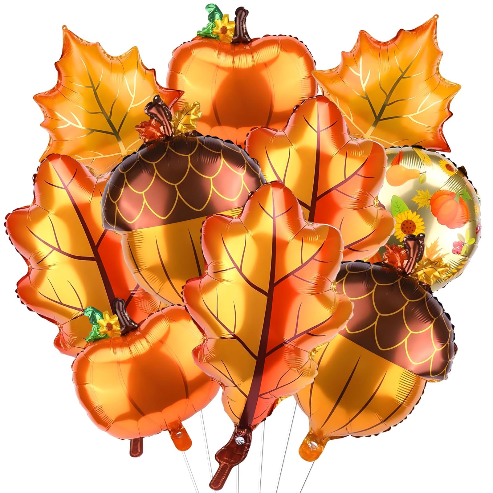10 Fall Party Decoration Orange Balloon Arch Kit,Orange Brown Foil Balloons