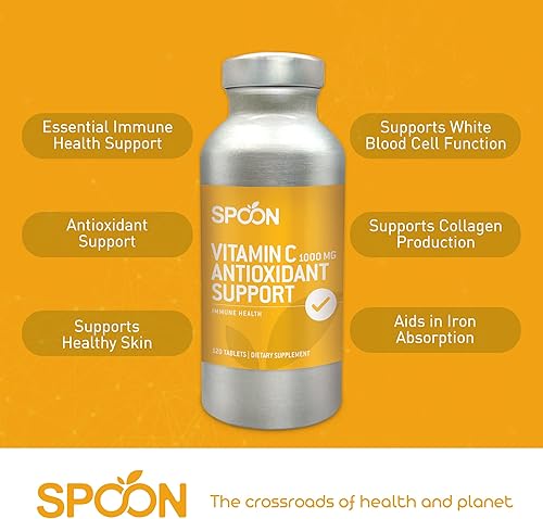 Miniatura 2 de Spoon Vitamina C 1000 mg – Apoyo antioxidante, suplemento de vitamina C inmune para adultos – Apoya la función de glóbulos blancos, producción de
