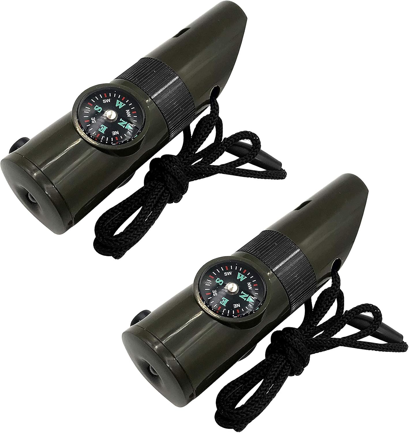 2-Pack Survival Whistles with Compass & Thermometer for Hiking