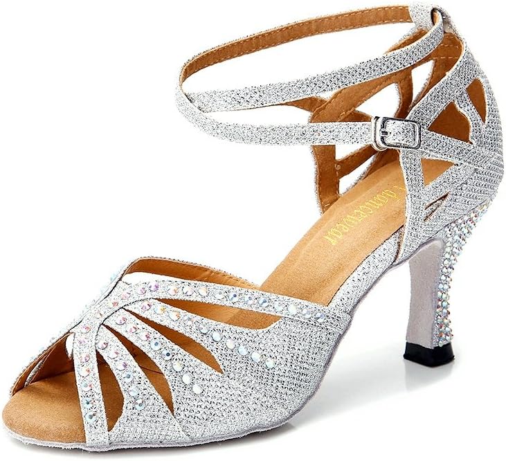TTdancewear Women Rhinestone Ballroom Dance Shoes Latin Salsa Performance Dance Shoes