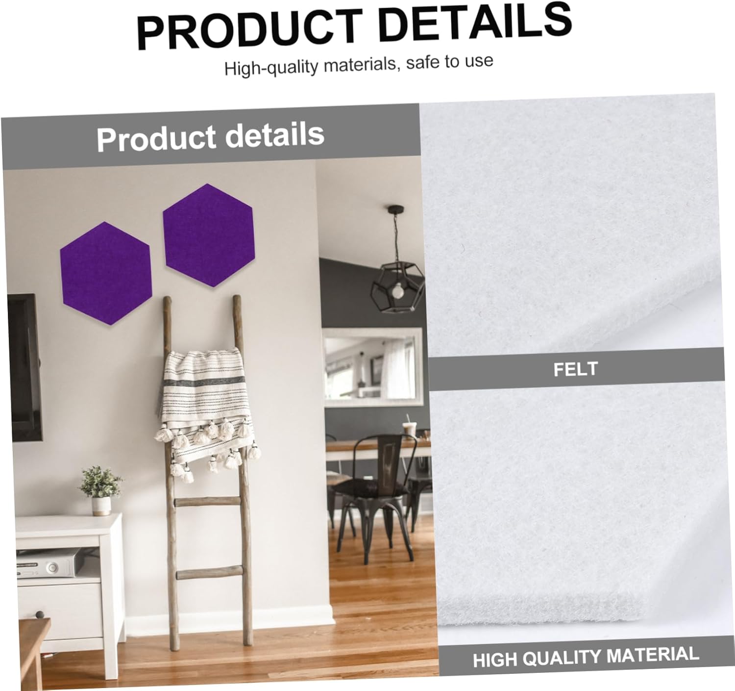 jojofuny 10pcs Three-Dimensional Message Board White Colors School Hexagon Wall Display Board Pads Decor First Black Large Baby Board for Wall Home Office Product Purple Felt