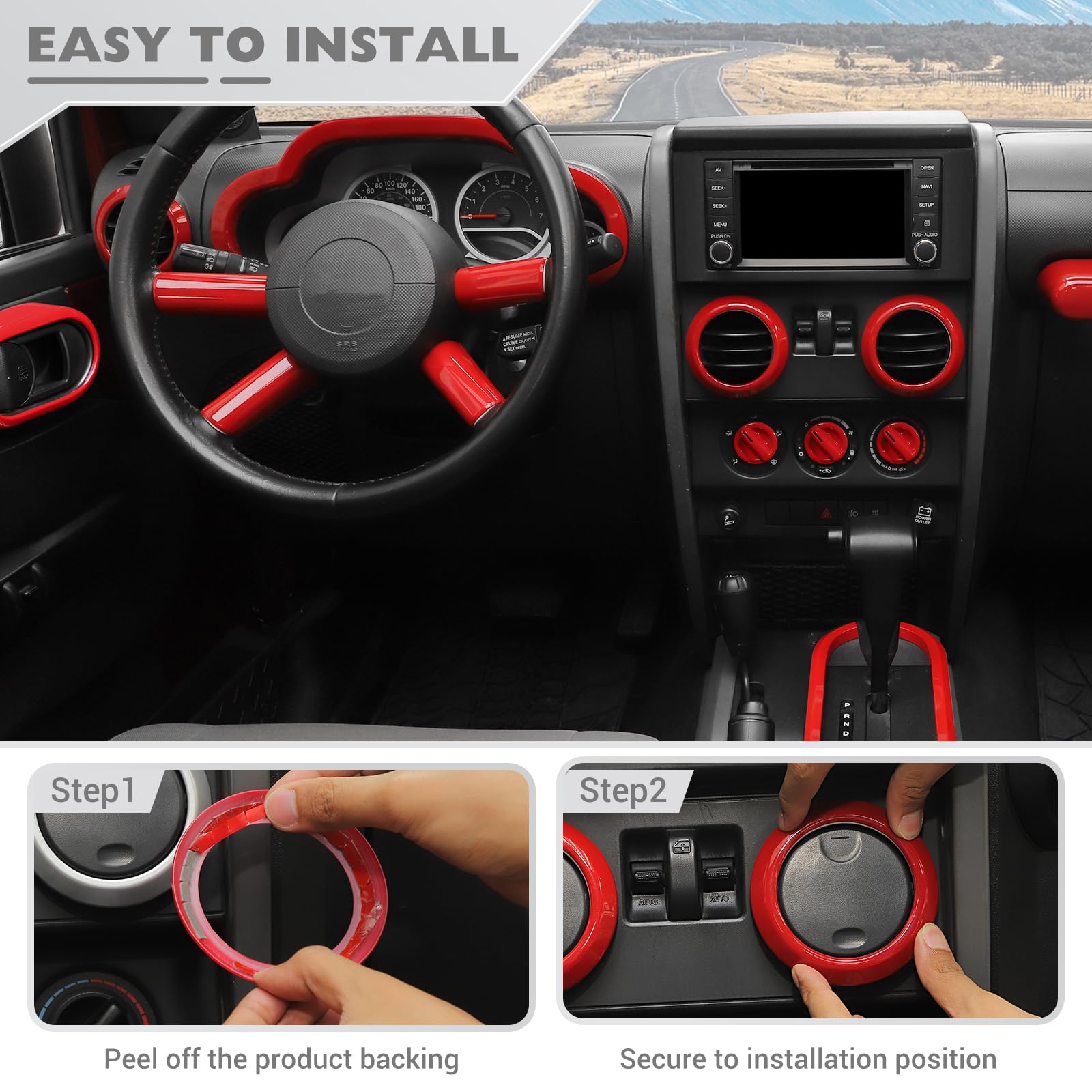 Blue Dashboard Decoration Cover Trim For Jeep Wrangler JK 2007–2010 – ABS Interior Accent