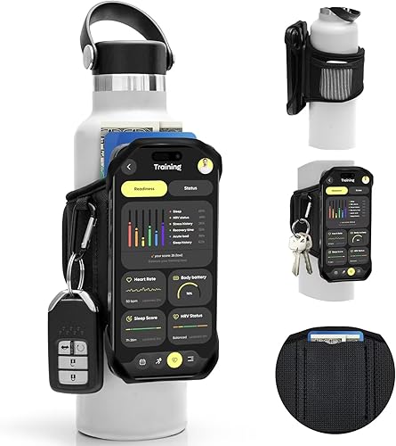 Cikyner Correa para botella de agua, soporte para botella de agua para teléfono móvil, giratorio de 360, bolsa de botella de agua extraíble y