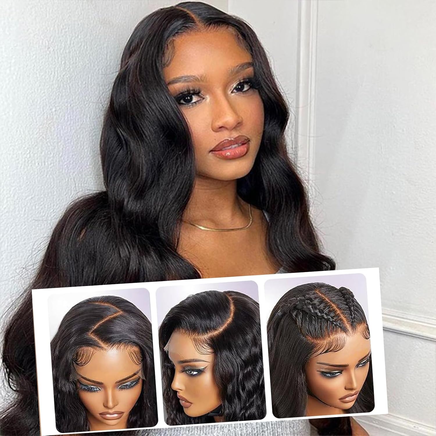 Beluck Skinlike 13x6 HD Full Lace Front Wigs Human Hair 0.10mm Ultra-thin Body Wave Invisible Real HD Lace Frontal Wigs Pre Plucked Brazilian virgin Human Hair Wigs for Black Women 16 Inch