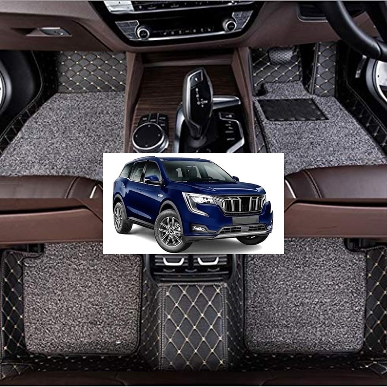 Vahan Expo 7D Car Floor Mats for 7D Car Mat Floor Foot Mats Faux Nappa Leather Washable
