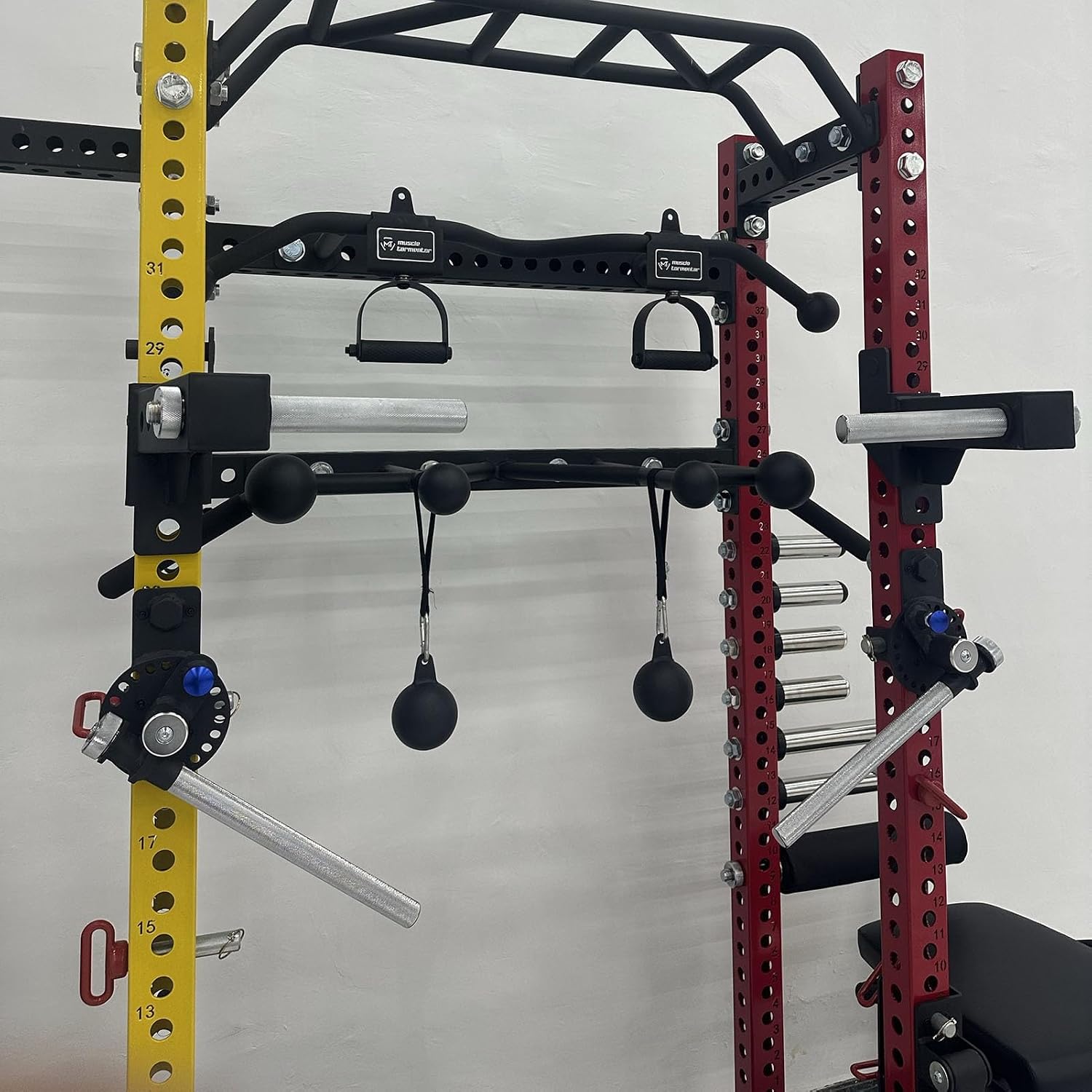 Power Cage Squat Rack Attachments Accessories for Home Gym Strength Training Exercise Equipment, Adjustable Lever Arms for 3" x 3" Power Racks with 1" Holes(45cm)
