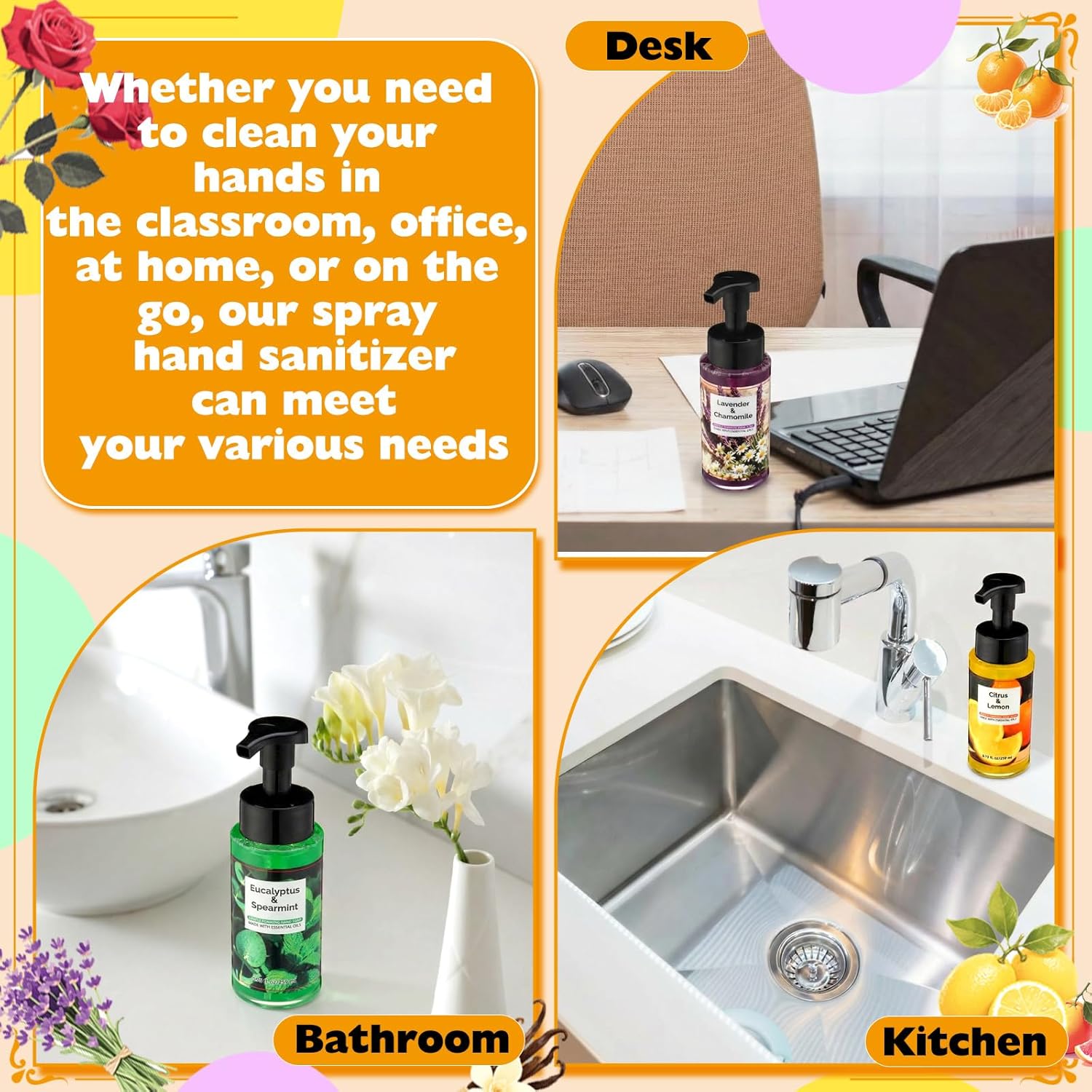 6 Pack Natural Foaming Hand Soap with Pump Care Moisturizing Liquid Fresh Flavor Foam Hand Wash Employee Appreciation Gift for Kitchen Bathroom Family Teacher Doctor 8.75 Fl oz