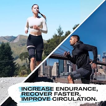 Thigh Compression Sleeves for Men & Women – Anti-Slip Hamstring & Quad Support Braces – Graduated Compression for Muscle Recovery, Injury Prevention, Sports & Gym – Black (1Pair)