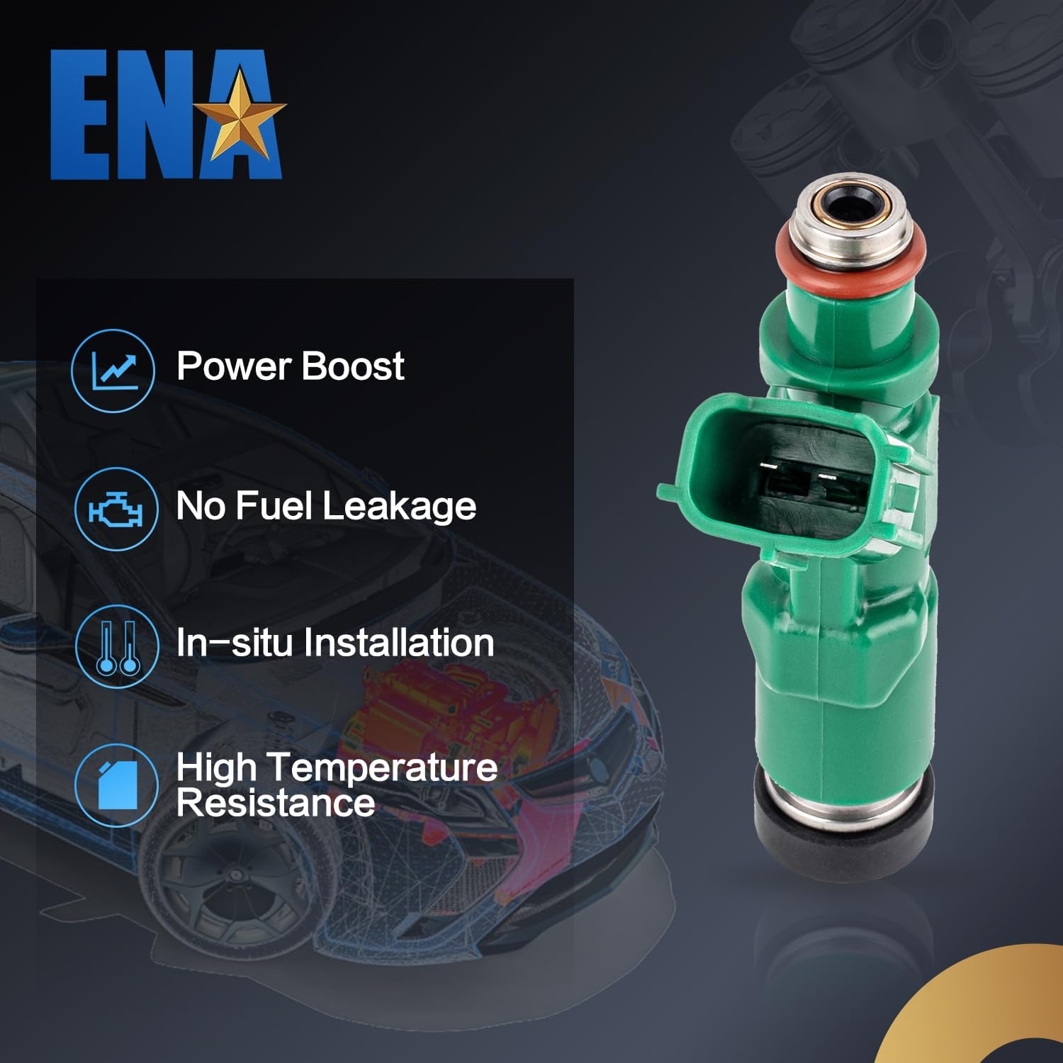 ENA 12 Holes Fuel Injectors Compatible with Toyota Prius Echo Scion xB xA 1.5L L4 2000 2001 2002 2003 2004 2005 2006 2007 2008 2009 Fuel Injector Replacement for FJ343 2320921020 67249 Set of 4