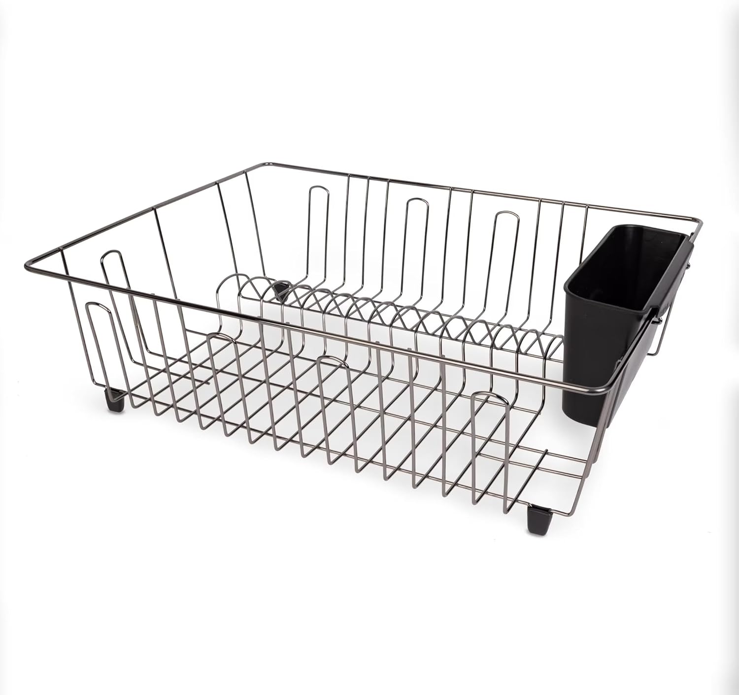 Large Wire Dish Rack Black/Chrome - 17.5" x 13.7" x 5.5"