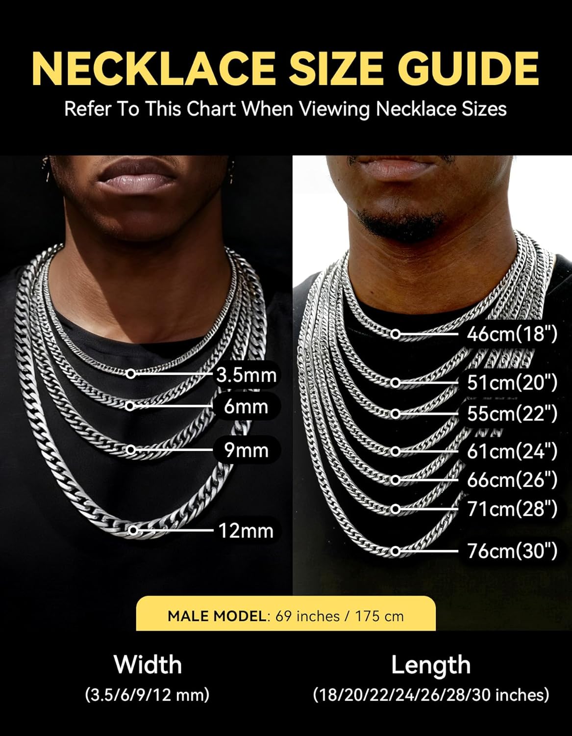 ChainsHouse Cuban Link Chain for Men Women, Hip Hop Jewelry Stainless Steel/Black/14K Gold Plated Chains,3.5/6/9/12mm Width, 18-36 Inches Options (Send Gift Box) - Image 6