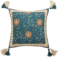 Vista 12 de patdrea Fundas de almohada de diseño floral vintage para sofá, fundas de almohada de lino marrón amarillo con patrón de pájaro y rosa, cojín