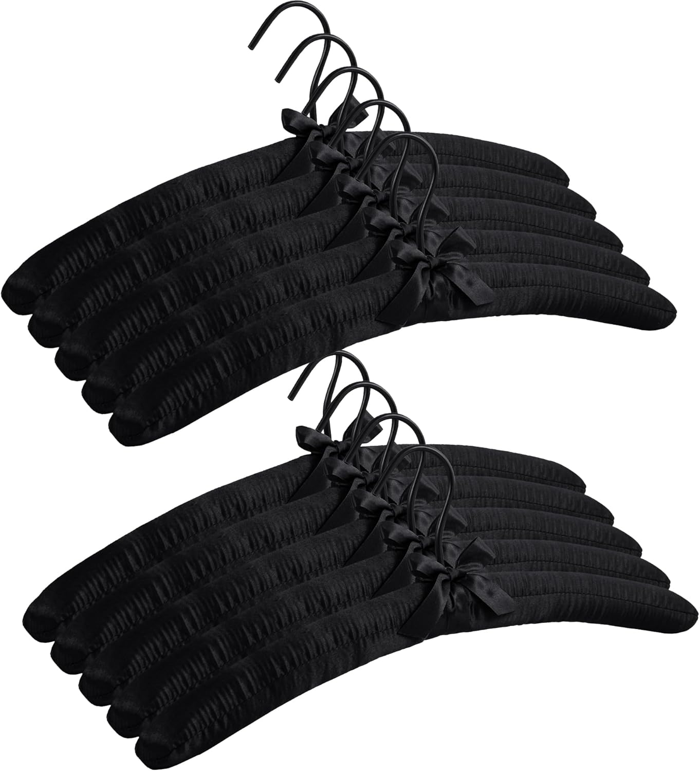 JS HANGER Padded Clothes Hangers for Sweaters 17Inch – 10 Pack Premium Fabric Hangers for Coat, Sweater, Wedding Dress, Bride, Closet