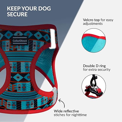 Miniatura 3 de CollarDirect Arnés reflectante para perro, malla de aire para cualquier clima, para perros pequeños y medianos, fácil de poner y quitar, 3 patrones
