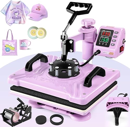 Miniatura 12 de WHUBEFY Prensa de calor, máquina de impresión de camisetas 5 en 1 de 15 x 12 pulgadas, máquina de transferencia de calor industrial digital para