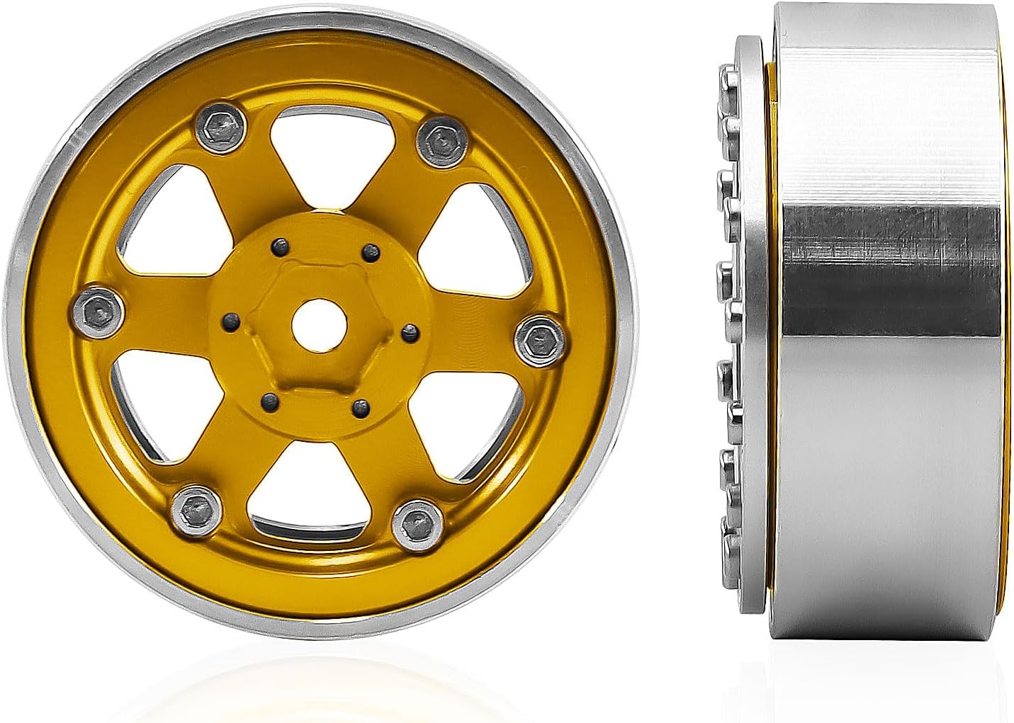 1.3" Beadlock Wheels for SCX24 TRX4M 1/24 1/18 RC Crawler Upgrade Parts (Golden, 4Pcs)