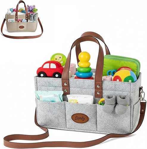 Organizador de pañales de fieltro, canasta portátil para guardería, organizador para almacenamiento de cosas de bebé, regalo imprescindible para
