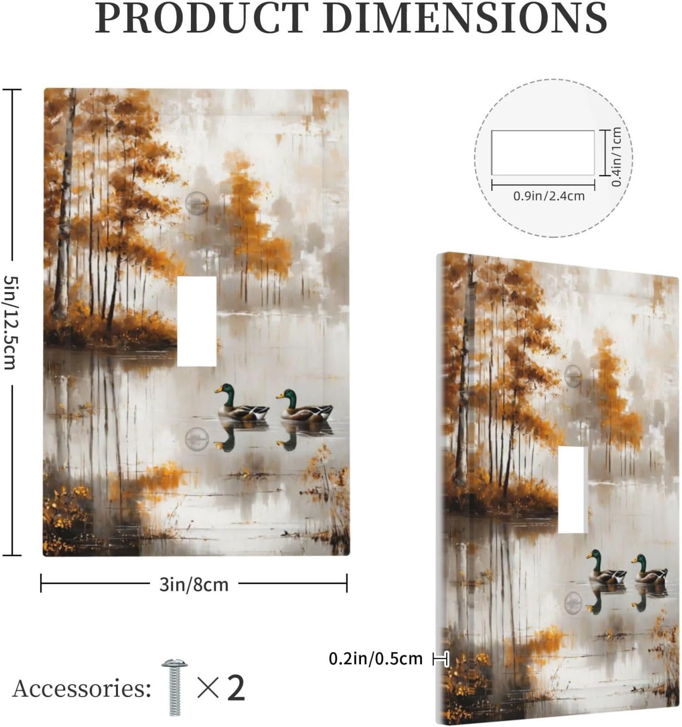 Decorative Switch Covers Plate Funny Ducks Vintage Lakeside Landscape 1 Gang Wall Plate Oversized Single Toggle Wall Cover Plate Electrical Light Switch Plate Faceplate for Home Decor image 5