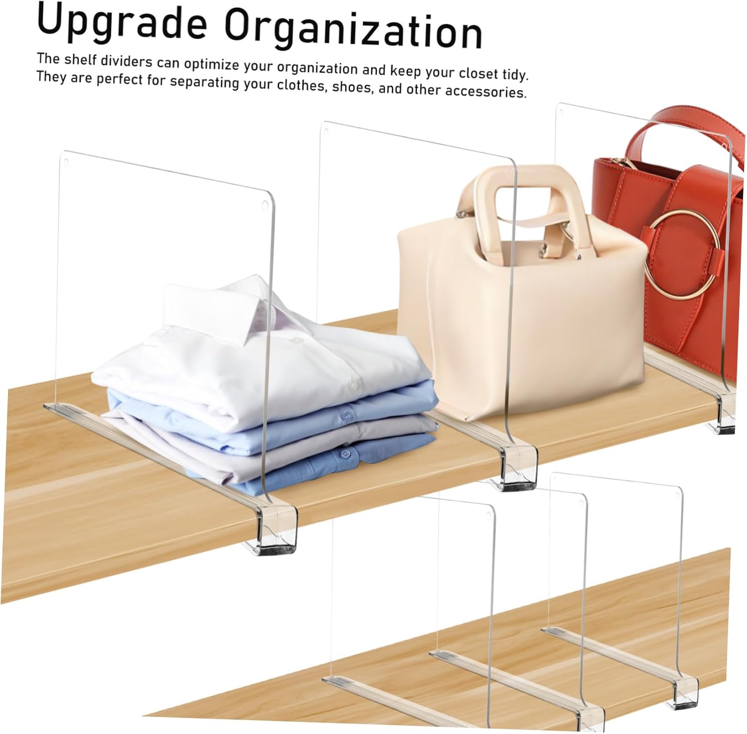 6pcs Closet Shelf Dividers Storage Separators for Organized Clothing Handbags and Accessories Material Easy to Use No Tools Required