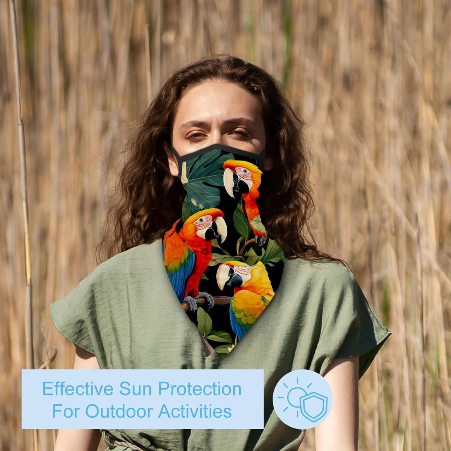 4 Pack Parrot Neck Gaiter Face Cover Scarf, Breathable Sun & Wind-proof for Skiing Fishing Hiking Cycling