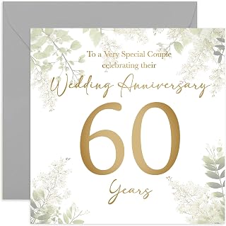 60th Wedding Anniversary Card - Sixty Year Anniversaries - Gift for Special Couple Celebrating - Sixty-fifth Wedding Anniversary - Eucalyptus Botanical Design