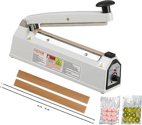 VEVOR Sellador de impulso de 8 pulgadas, máquina de sellado térmico manual con modo de calefacción ajustable, selladores de bolsas retráctiles de