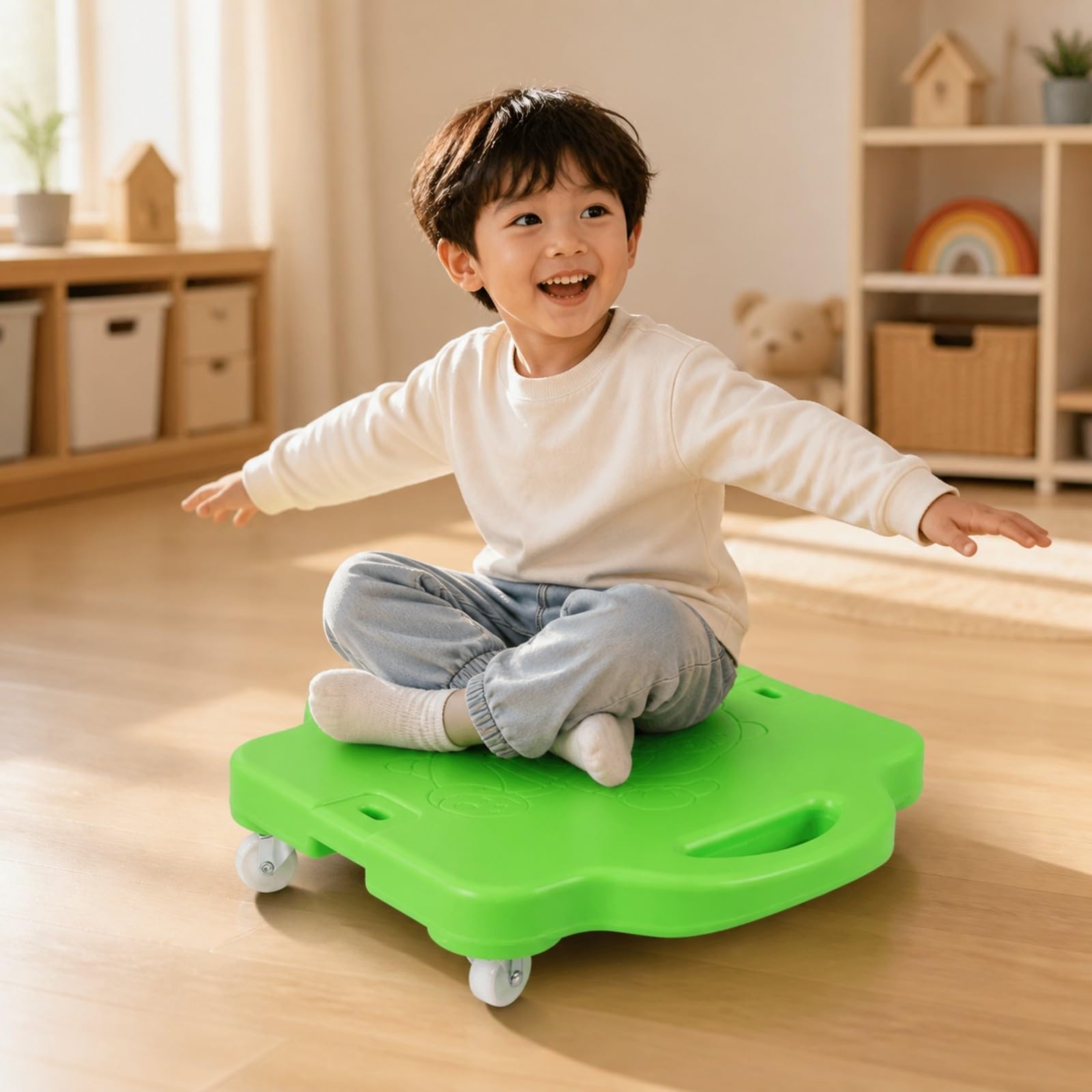 Board con Maniglie e Ruote Universali Basso Profilo Equilibrio in Plastica PE Silenzioso Tavola da Scivolo con Maniglie per Casa