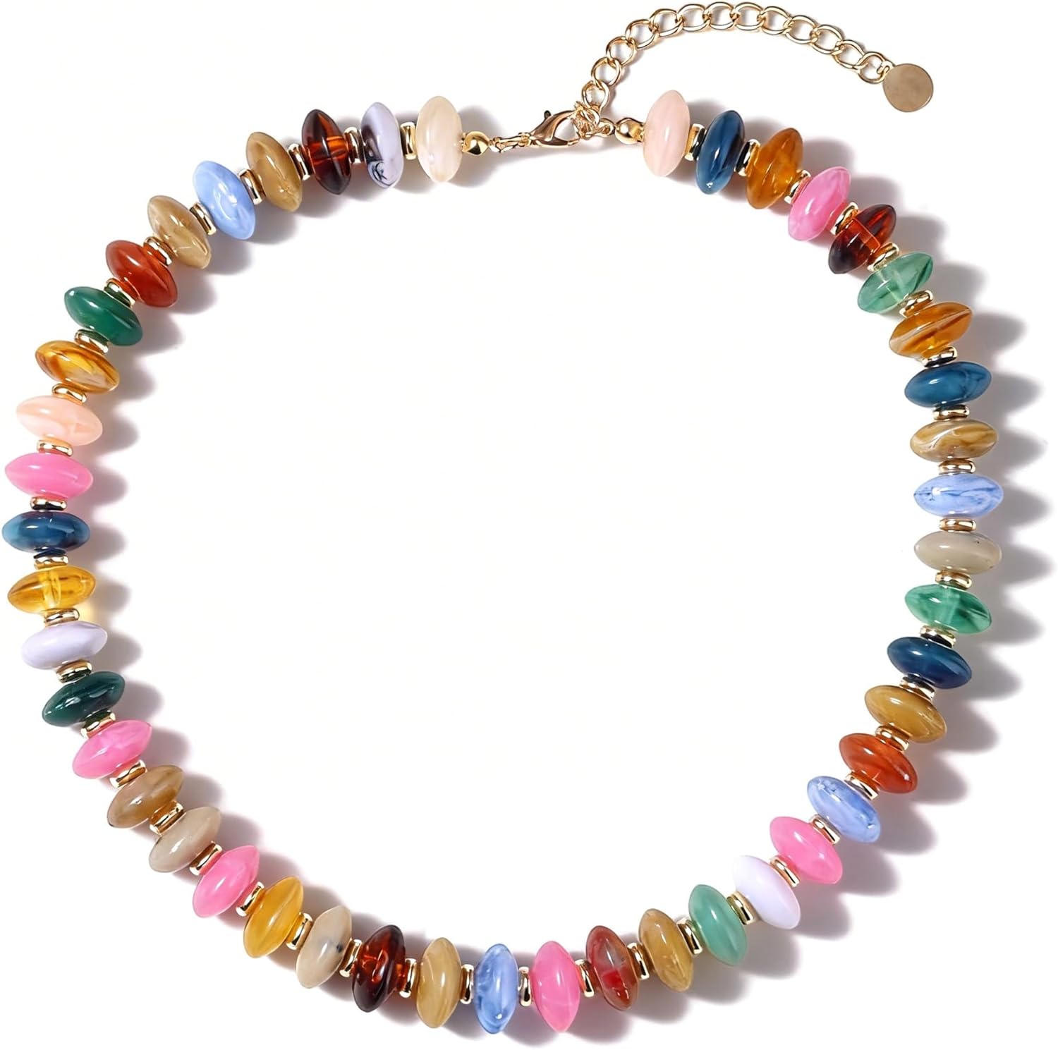 Colorful Beaded Necklace for Women Unique Resin Beads Choker Necklaces Boho Statement Chunky Necklace Summer Vacation Jewelry
