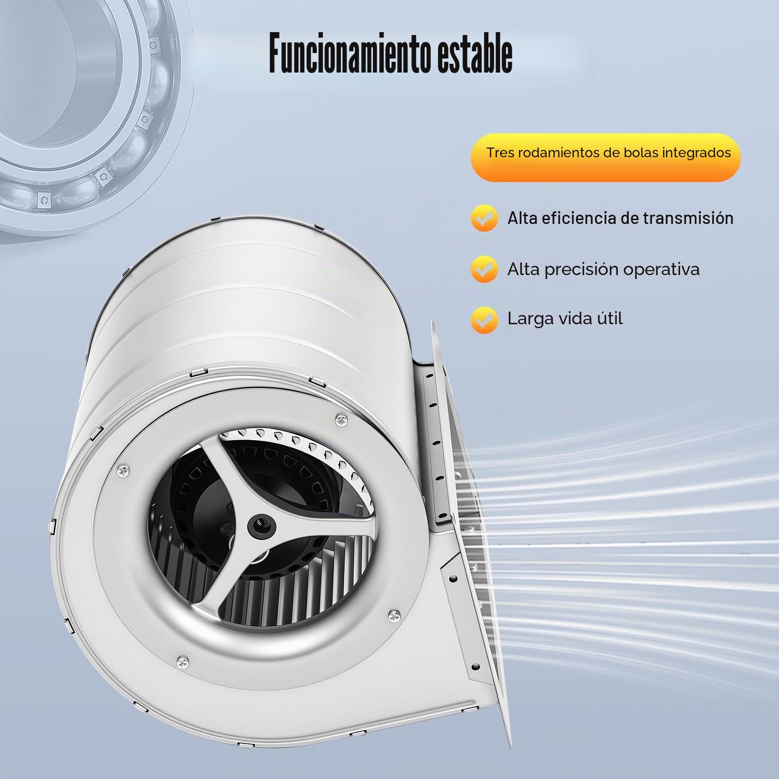 Ventilador centrífugo de carga pesada 840m3/h ventilador industrial 150 W para ventilación de fábrica 1300 rpm con rodamientos y carcasa galvanizada para ventilación y refrigeración