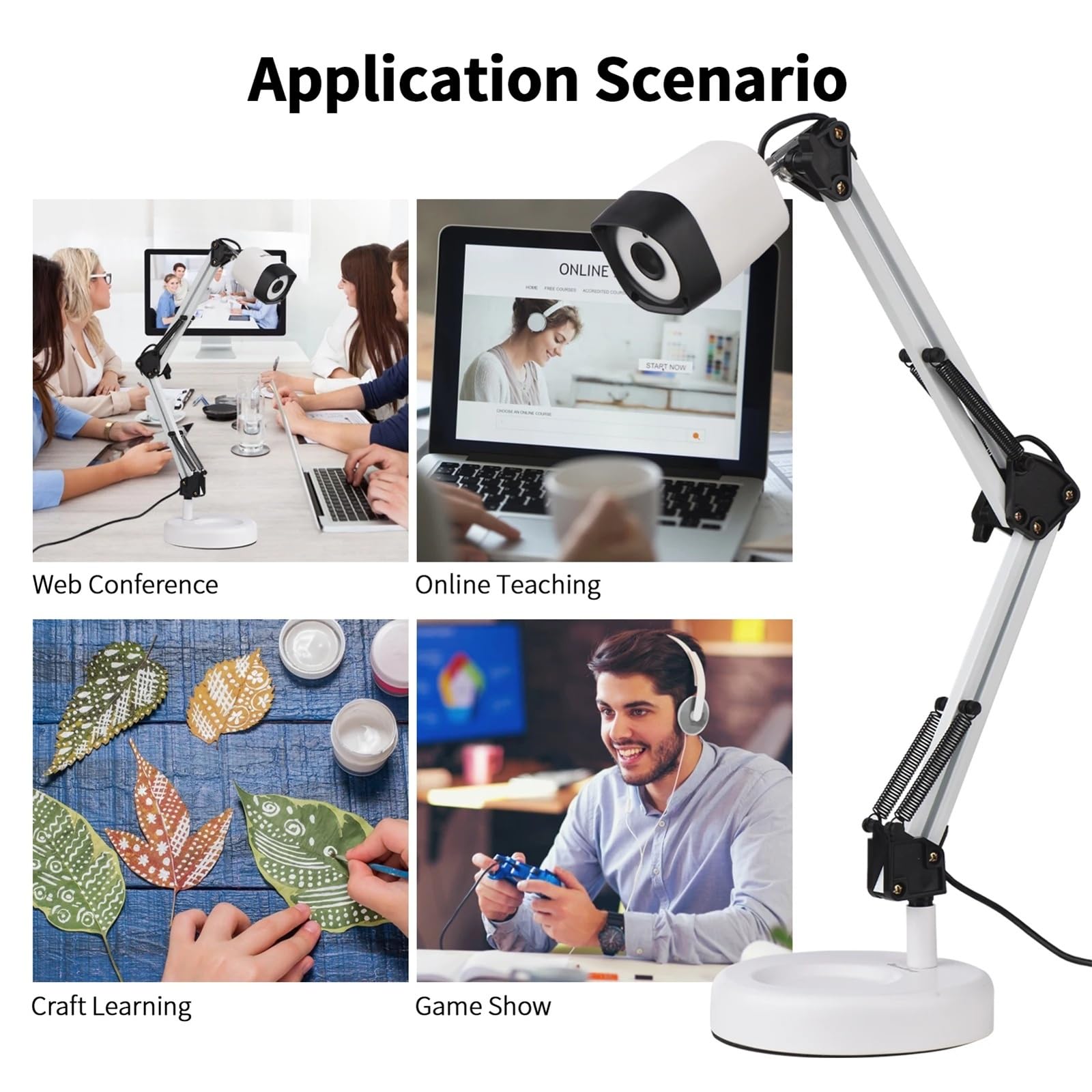 Escáner de Documentos 2 en 1, cámara Web, luz LED automática, USB A3 Alta definición 8 megapíxeles