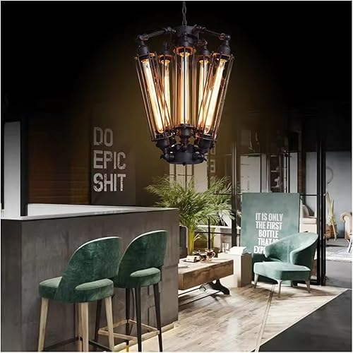 Miniatura 2 de Industrial Metal Steampunk Colgante Lámpara Colgante Negro Retro Chandelier Luz, Moderno