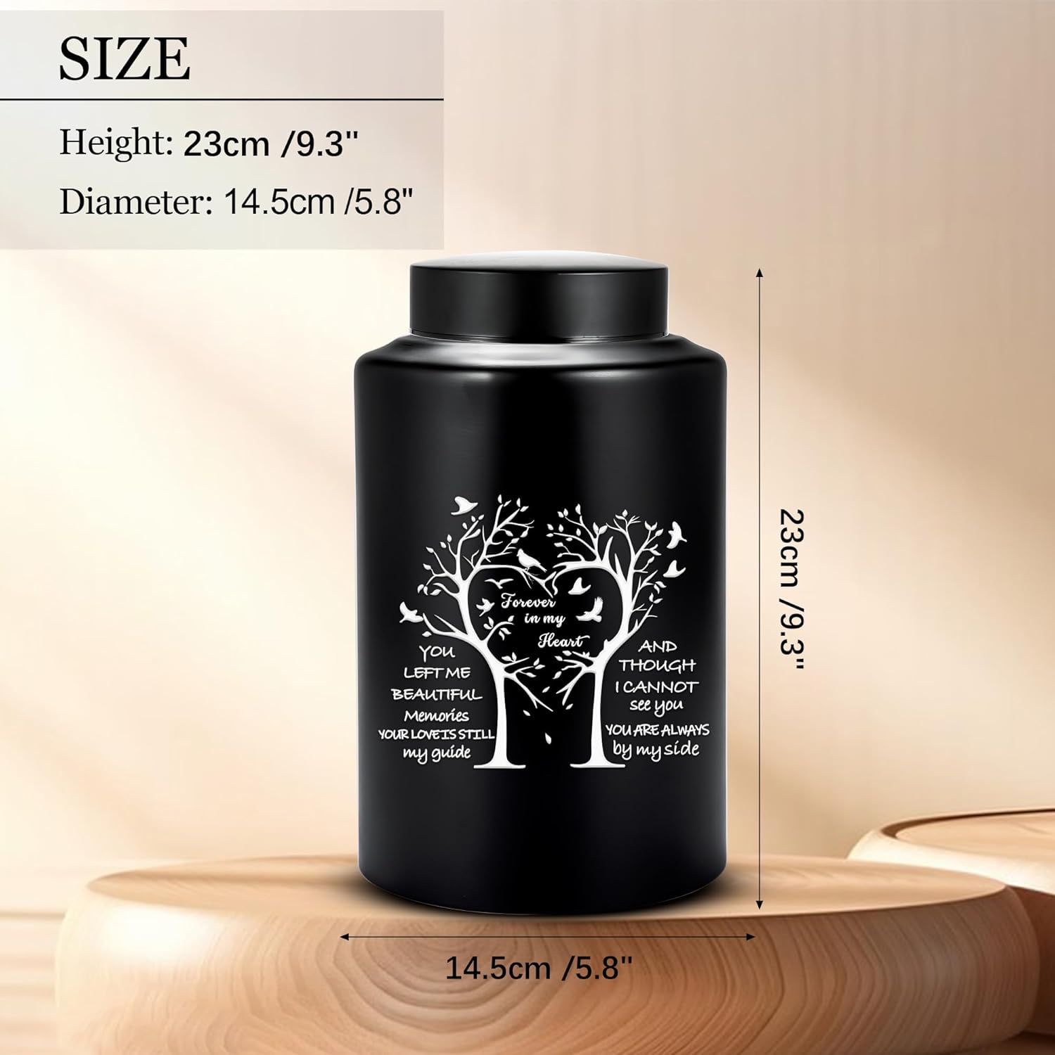 220 lbs Large Urns for Adult Male Female Ashes Black Tree of Love Urns for Human Ashes Burial Urns for Cemetery Memorial Urn Large Keepsake Urn Decorative Cremation Urn with Velvet Bag