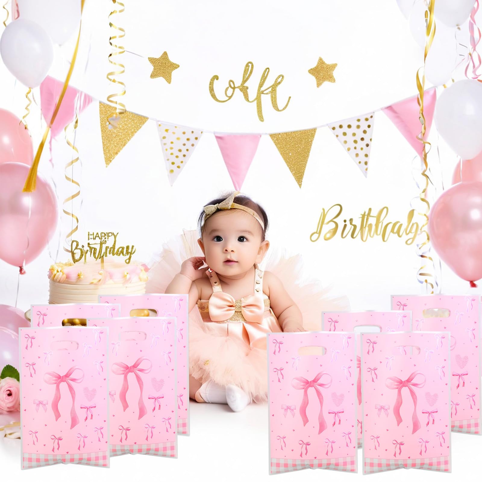 30 Rosa Geschenktüten Mit Schleife – Süßigkeiten-Tüten Für Geburtstag, Hochzeit Oder Party, 16,3 X 25 Cm, Aus Robustem Plastik