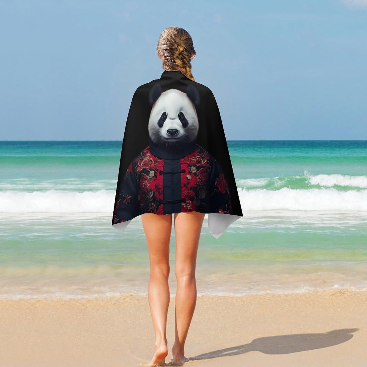 Chinese Panda Oversized Beach Towel Soft Absorbent Pool Bath Swim Towels for Adults Travel Vacation Gifts 130x80cm