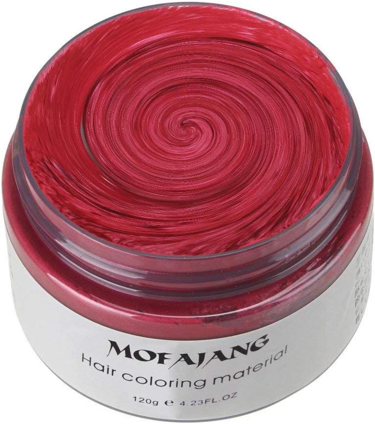 Unisex Hair Wax Color Dye Styling Cream Mud, Natural Hairstyle Pomade, Washable Temporary,Party Cosplay (Red)