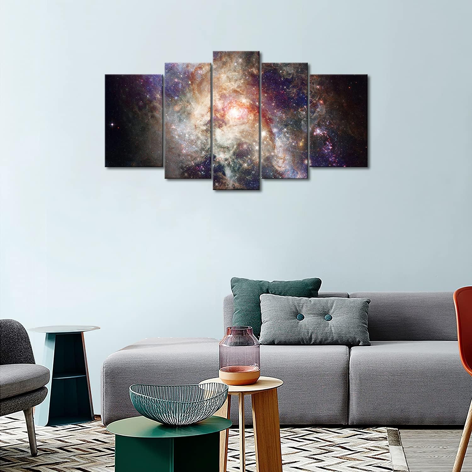 5 Panel Wall Art Star Field in Space and A Nebulae Painting The Picture Print On Canvas Abstract Pictures for Home Decor Decoration Gift Piece (Stretched by Wooden Frame,Ready to Hang)