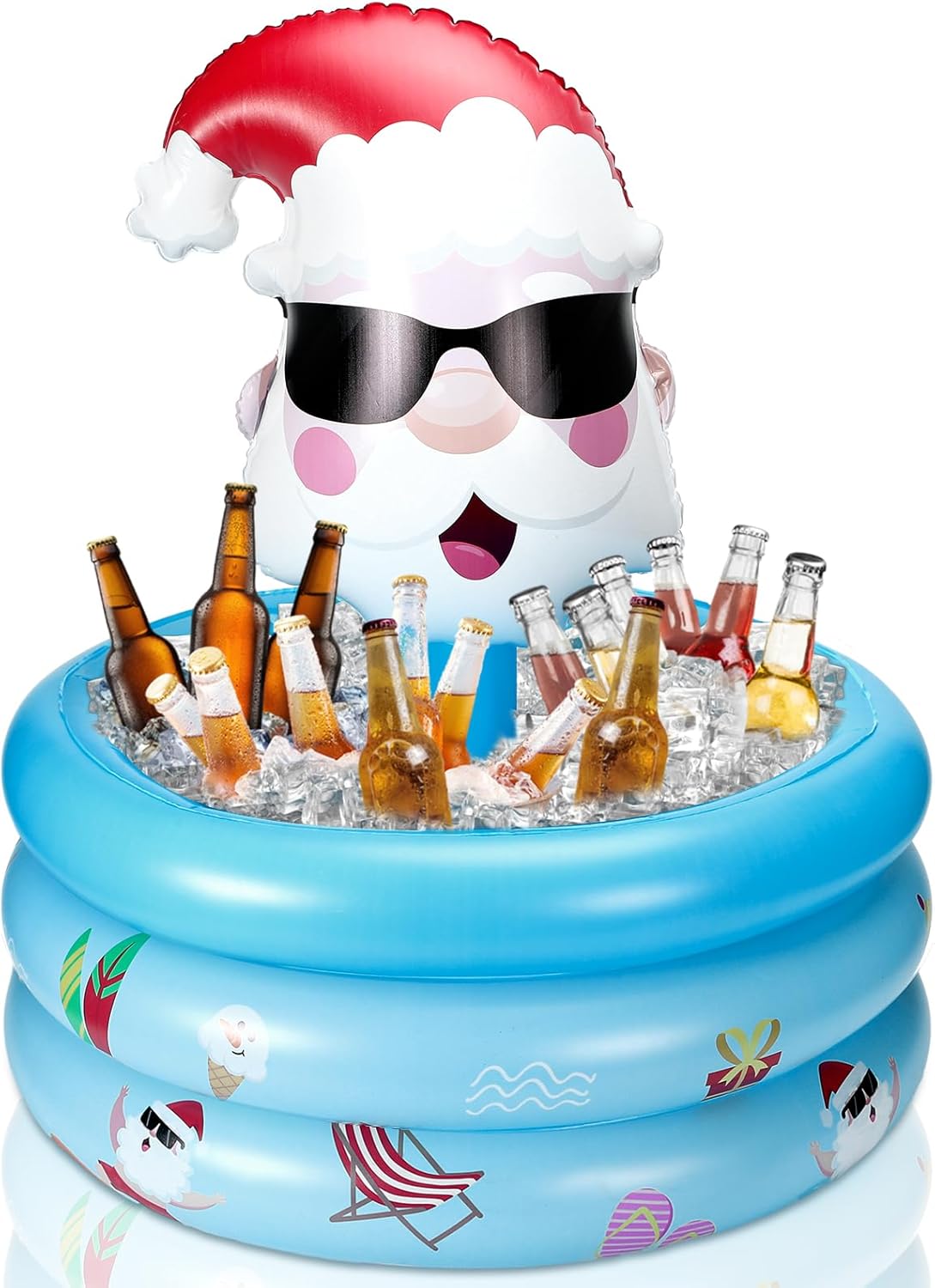 Bencailor Christmas Party Decoration Santa Claus Inflatable Christmas Cooler Blow up Pool Birthday Party Favor Supplies Inflatable Serving Bar Food Container Cool Beverage Coolers Gifts