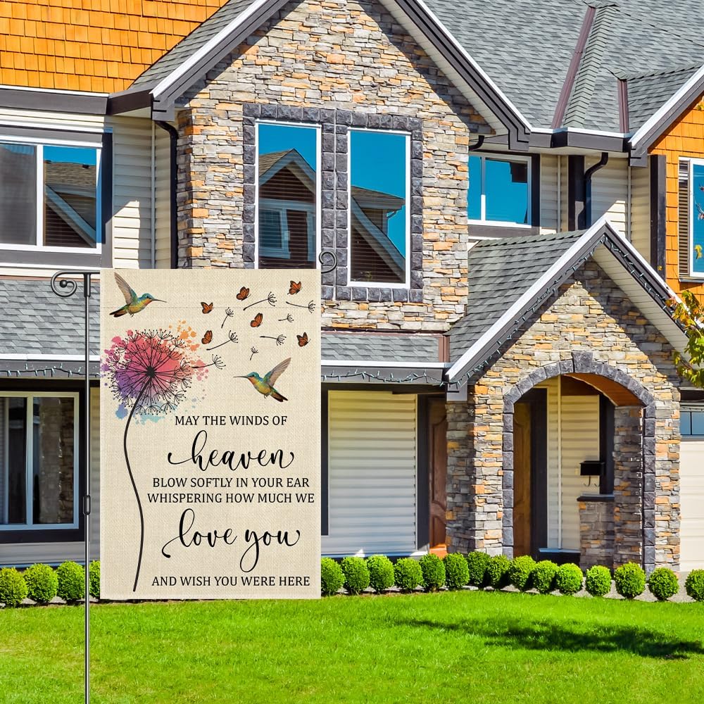 Perfectinsoy May The Winds Of Heaven Blow Softly Garden Flag, Remembrance Sympathy Garden Decor, Serene Outdoor Decor for Yard Farmhouse Patio Porch Cemetery, Compassion Gifts for Families Friends - Image 4