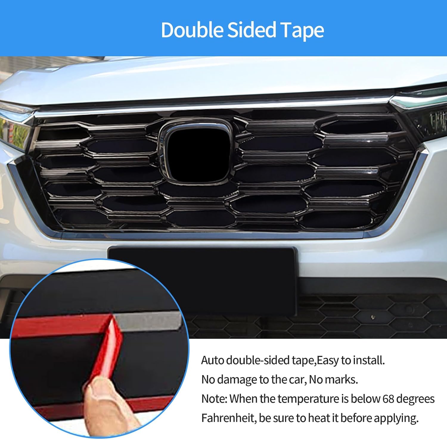 Car Accessories Compatible With Honda New CR-V CRV 2023 2024 2025 2026 Exterior Front Bumper Upper Mesh Grill Grilles Assembly Trims Repellent Net ABS 2PCS(Glossy Black Style,Upper)