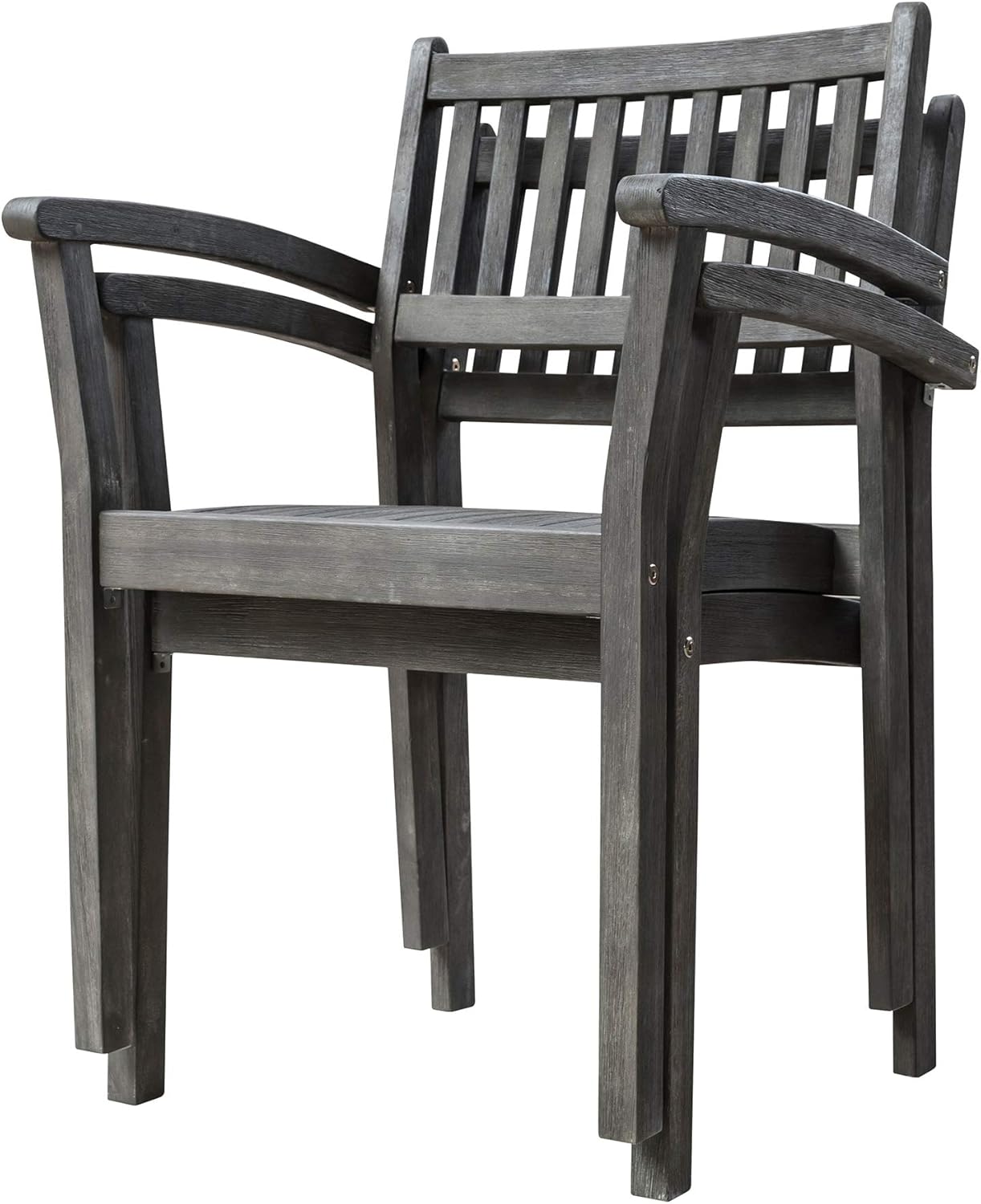 GOWE Renaissance Outdoor Patio Hand-Scraped Wood Stacking Armchair (Set of 2)