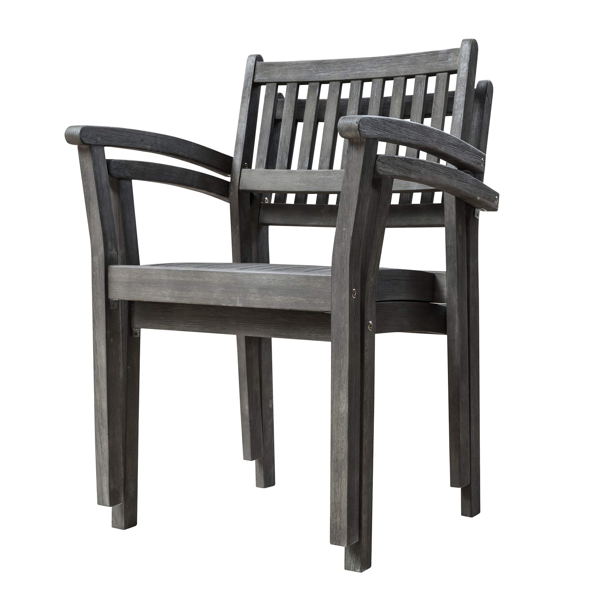 GOWE Renaissance Outdoor Patio Hand-Scraped Wood Stacking Armchair (Set of 2)