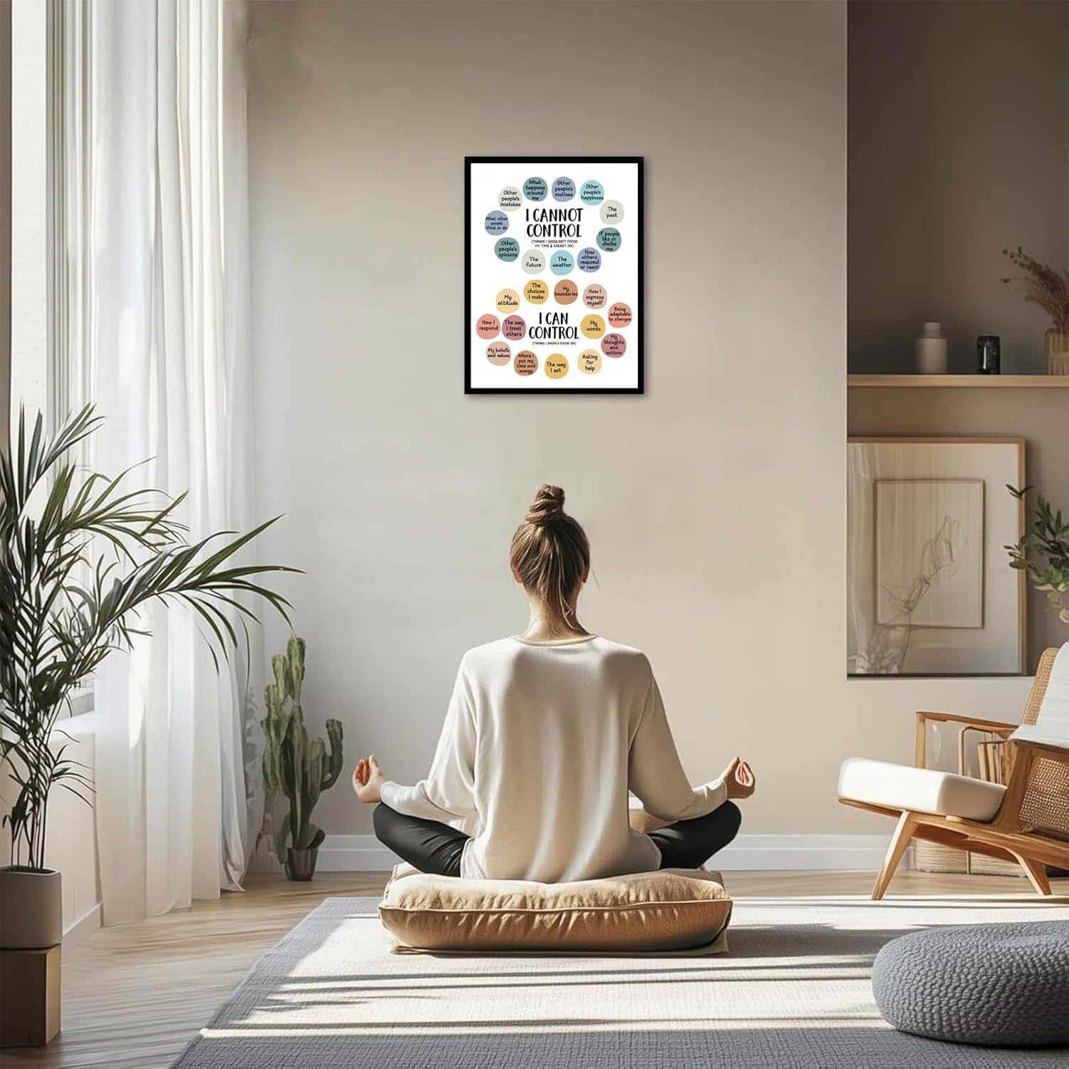 Framed Mental Health Wall Art Therapy Office Wall Decor Things I Can Control Poster School Counselor Canvas Print for Office Classroom Bedroom 12x16in